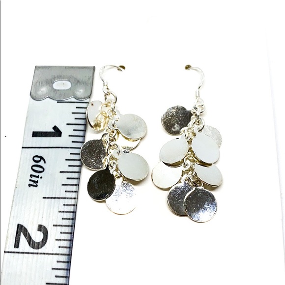 Silver small circle post Dangle earrings - Picture 9 of 9